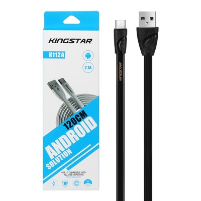 کابل تبدیل USB به MicroUSB کینگ استار فلت مدل K112A طول 110 سانتی متر