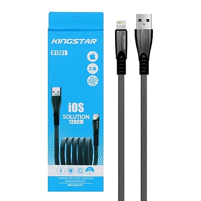 کابل شارژ USB به Lightning لایتنینگ آیفون کینگ استار KingStar مدل K130i طول 110 سانتی متر