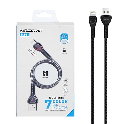 کابل شارژ USB به Lightning لایتنینگ آیفون کینگ استار KingStar مدل K24i طول 1 متر