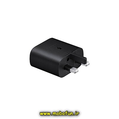 شارژر اصلی گوشی Galaxy S20 Plus سامسونگ تک پورت 25 وات سامسونگ Type-C سه پین سوپر فست شارژ مدل EP-TA800 رنگ مشکی (گارانتی 3 ماهه)