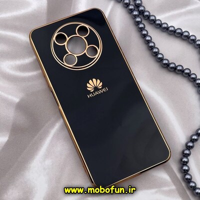 قاب گوشی Huawei Nova Y90 هوآوی طرح ژله ای مای کیس گلد لاین دور طلایی محافظ لنز دار مشکی کد 19