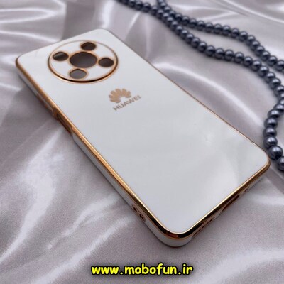 قاب گوشی Huawei Nova Y90 هوآوی طرح ژله ای مای کیس گلد لاین دور طلایی محافظ لنز دار سفید کد 20
