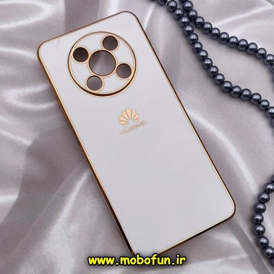 قاب گوشی Huawei Nova Y90 هوآوی طرح ژله ای مای کیس گلد لاین دور طلایی محافظ لنز دار سفید کد 20