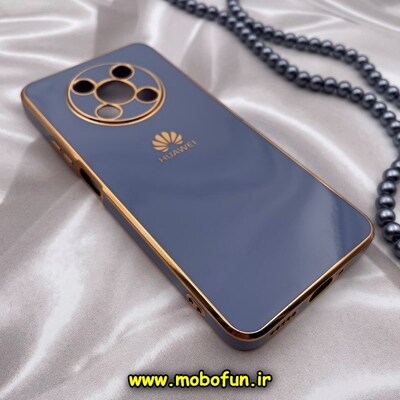 قاب گوشی Huawei Nova Y90 هوآوی طرح ژله ای مای کیس گلد لاین دور طلایی محافظ لنز دار آبی فیلی کد 21