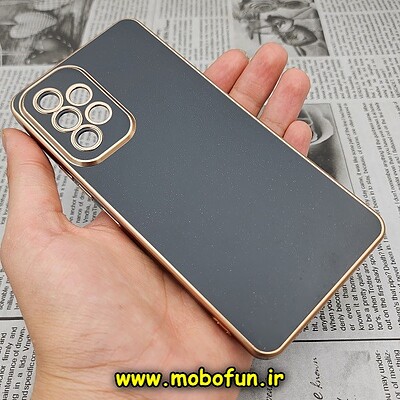 قاب گوشی Galaxy A53 5G سامسونگ طرح ژله ای مای کیس گلد لاین دور طلایی محافظ لنز دار مات مشکی کد 432